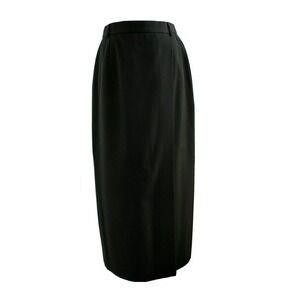 VTG Corbin Pencil Skirt 10 Dark Green Olive Pure Wool Wrap Midi Lined Career